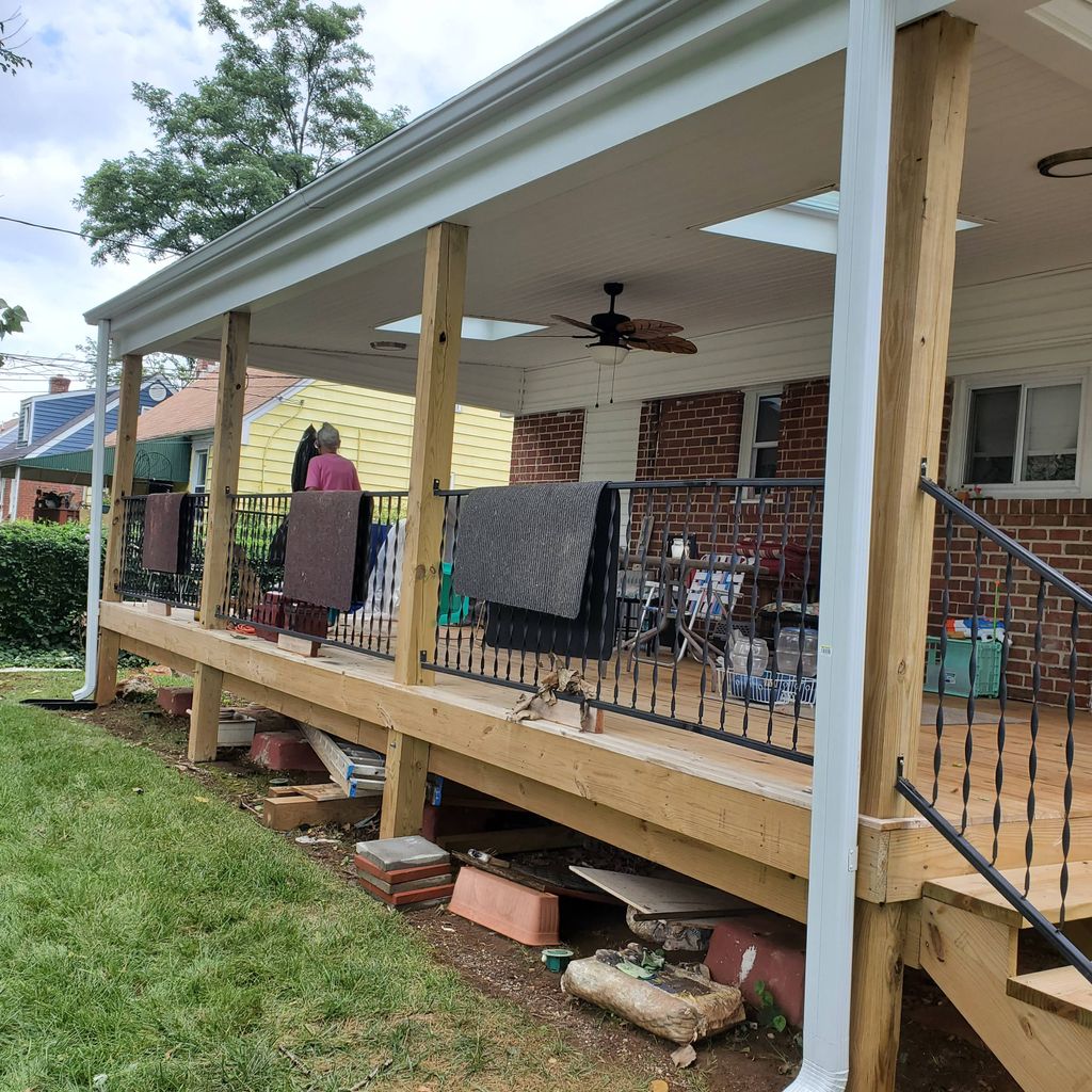 Added gutter and downspouts to our patio. A wonder