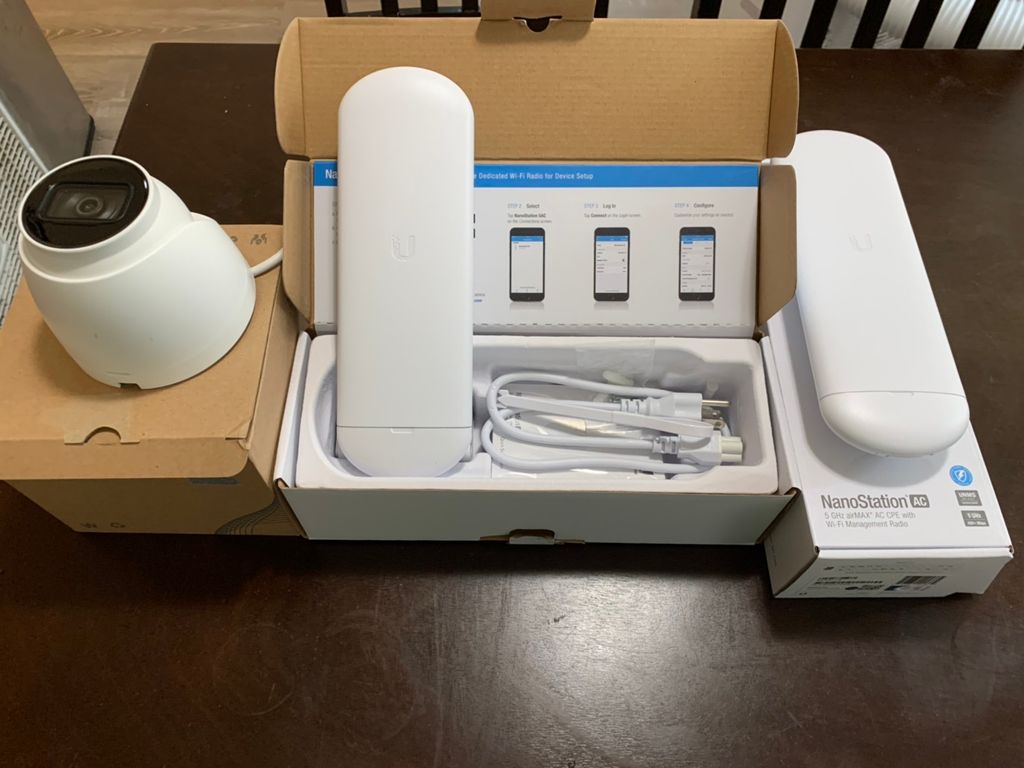 Ubuiquti point to point wireless with PoE+ camera.