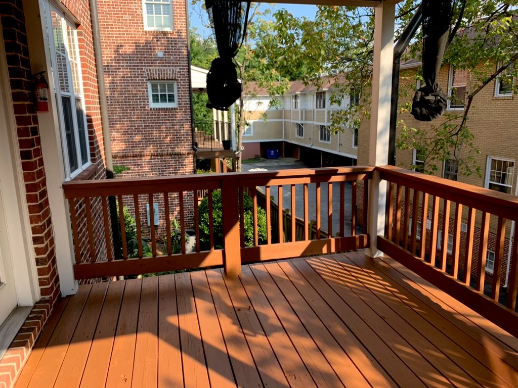 PRESSURE WASHED AND STAINED AND TOUCH UP ON WHITE 