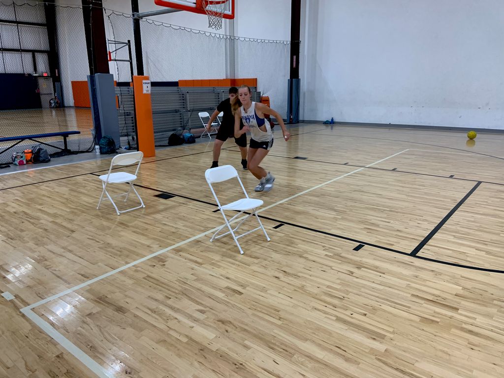 Training High School players at recent camp