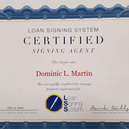 Loan Signing System Certification