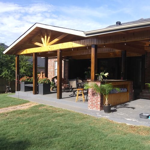 We covered this patio, which now houses an outdoor