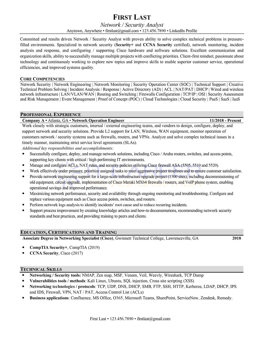 IT Career Transformation - One Pager Security  Ana