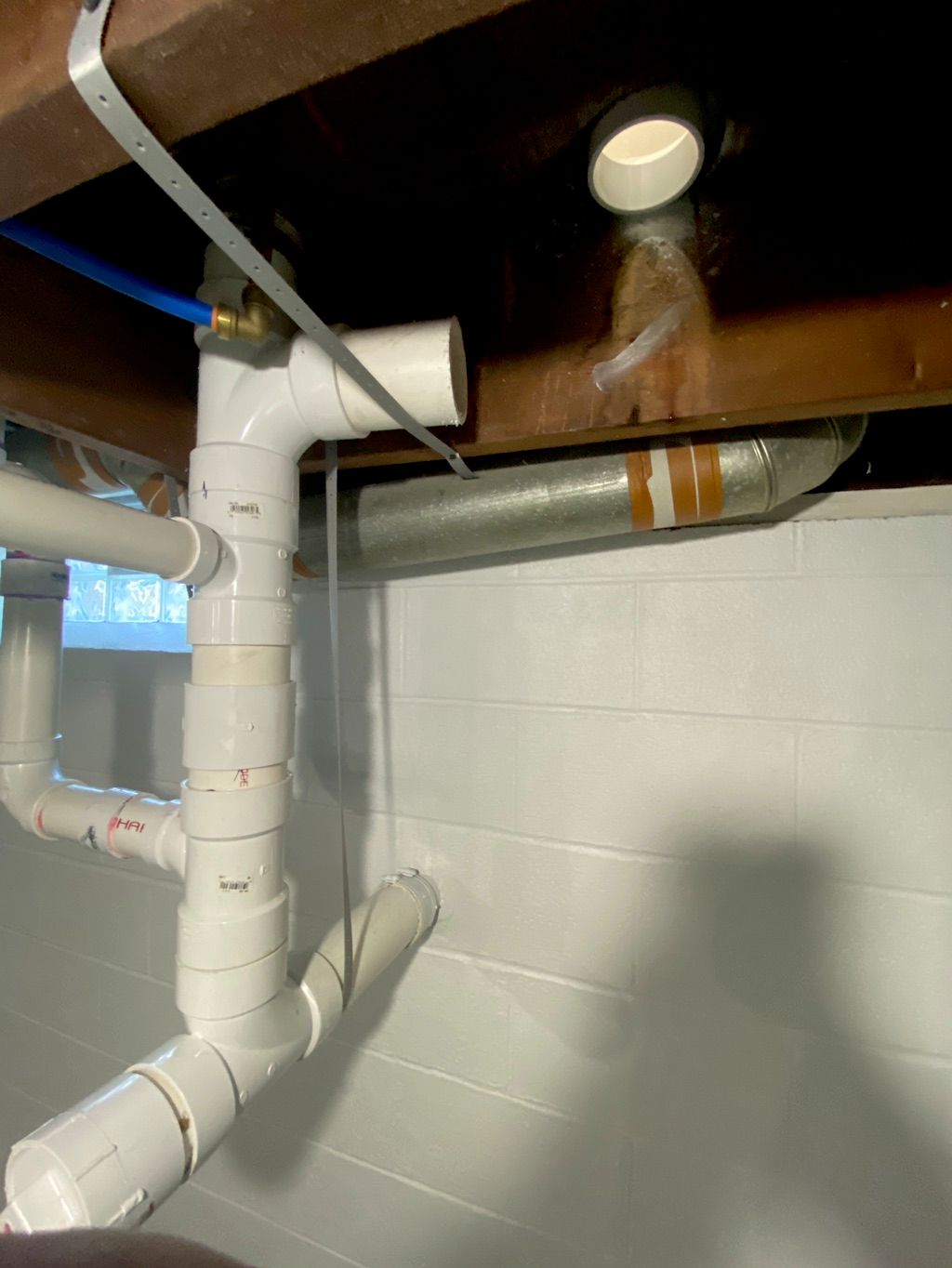 Before picture of a sanitary line installation for