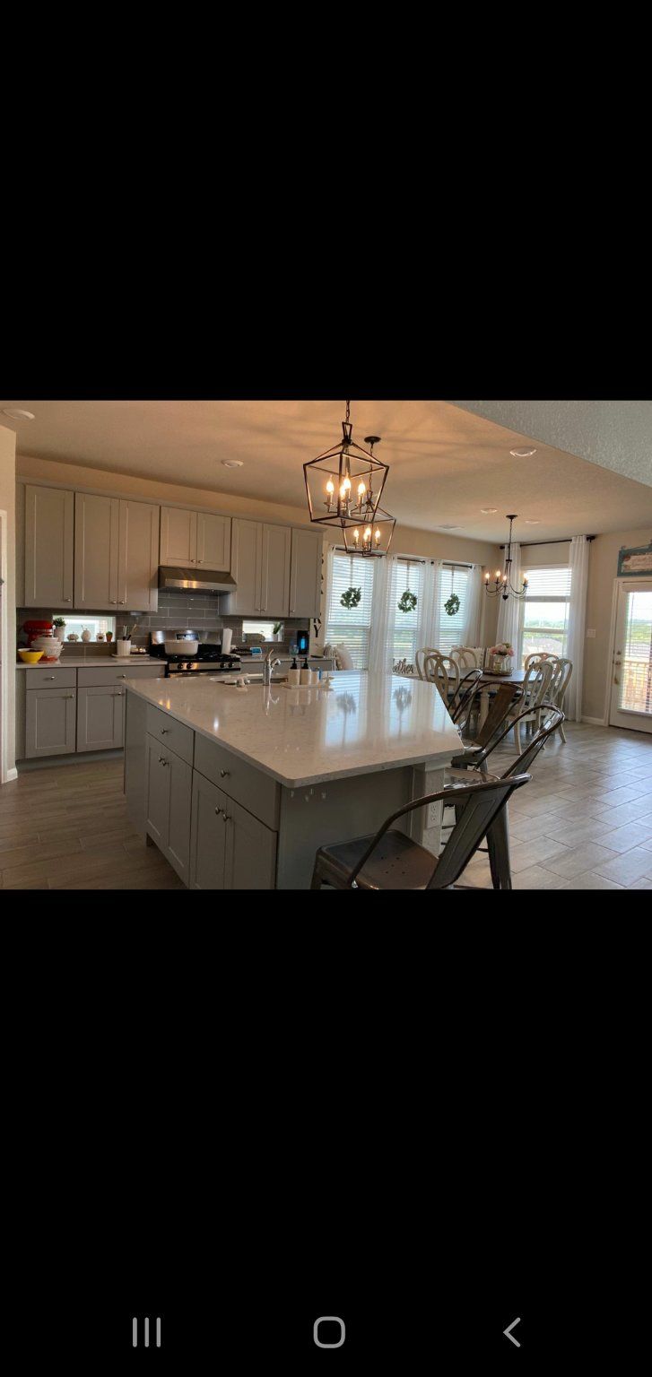 We had some ceiling fans and pendant lights, chand