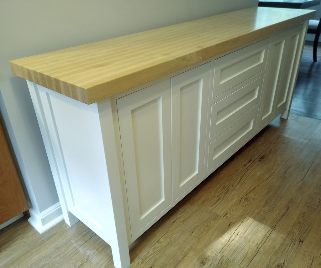 Inset vanity with 2" butcher block top