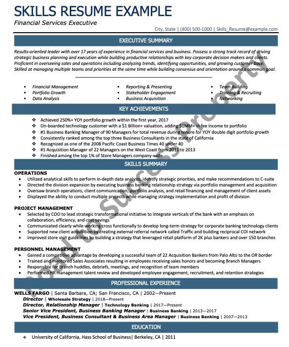 Example of a Skills Resume 