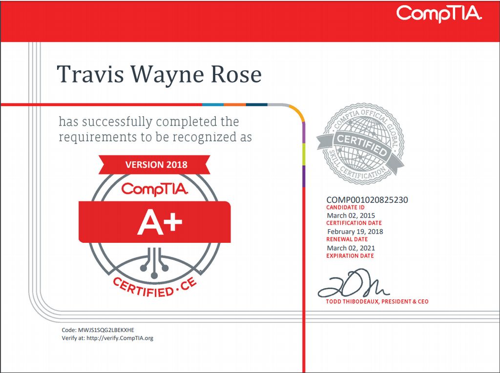 CompTIA A+ Certified Technician