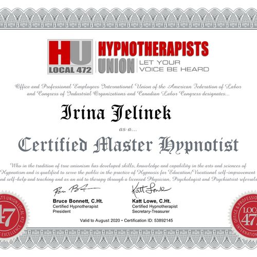Certified Master Hypnotist