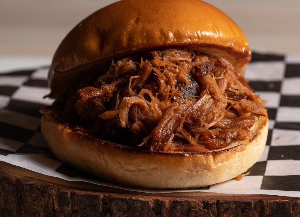 BBQ PULLED PORK SANDWICH slow-roasted pork with BB
