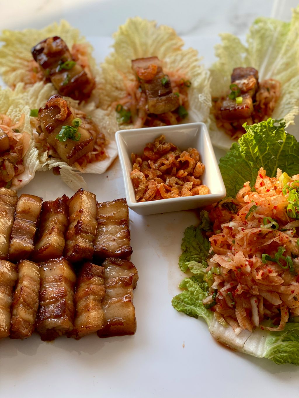 Braised Pork Belly Wraps with Daikon Kim Chi
