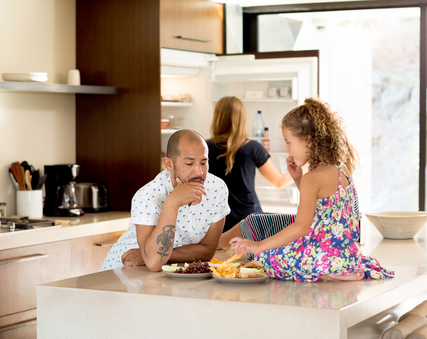 family in kitchen