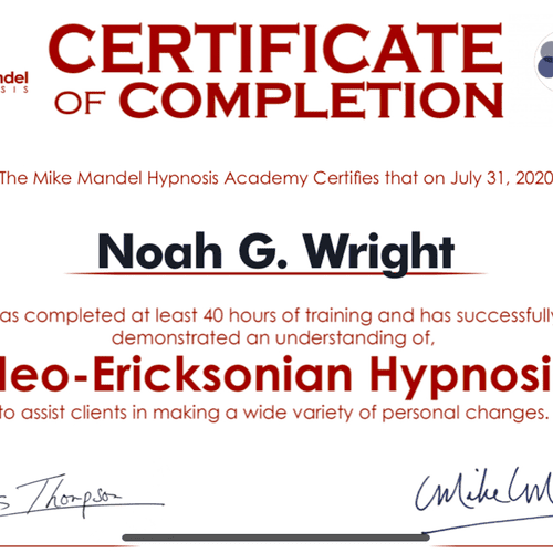 Mike Mandel Hypnosis Academy Certificate 