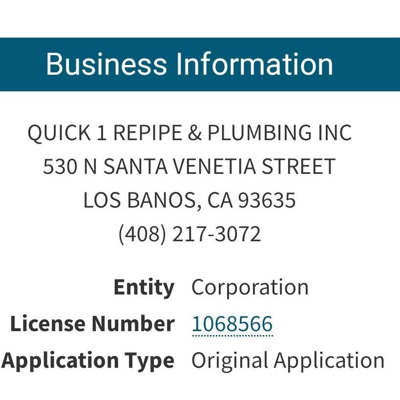 Quick 1 repipe and plumbing, Inc