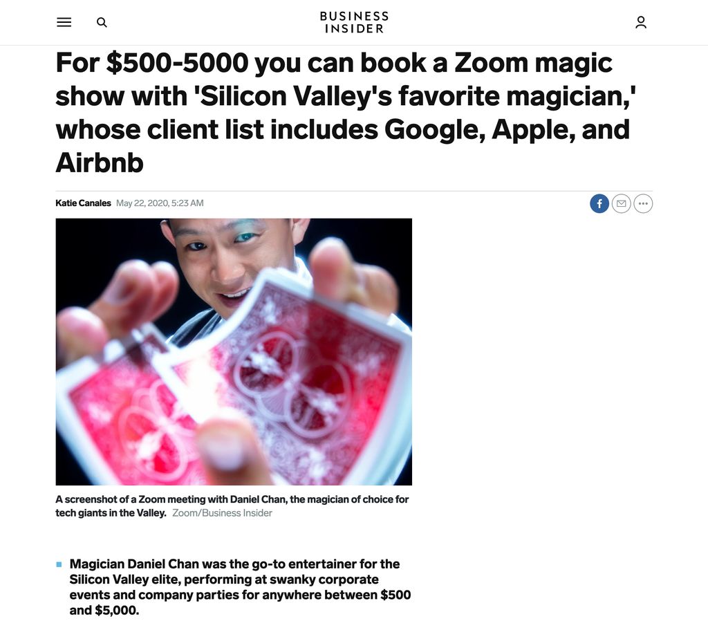 Business Insider featuring Dan's pivot to Zoom