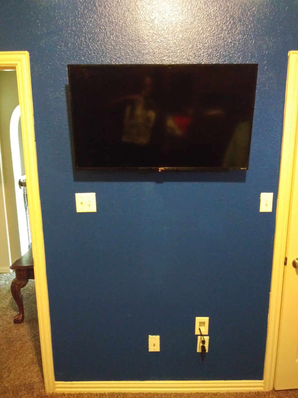 Patched the cut up dry wall, matched the paint, in