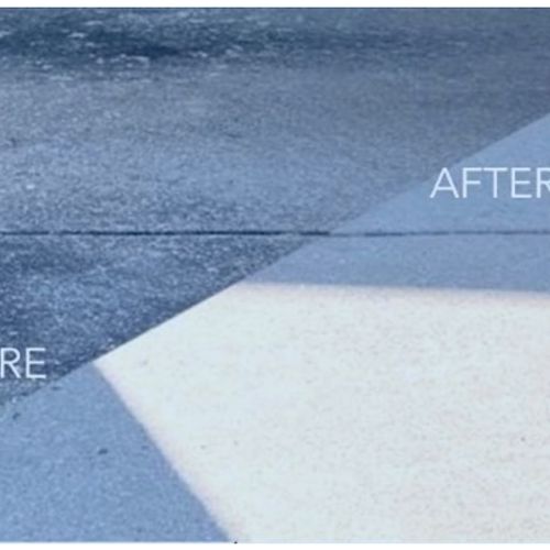 Stained Driveway Before/After