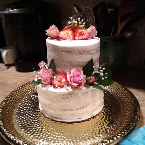 Naked Gluten-Free Strawberry Filled Wedding Cake