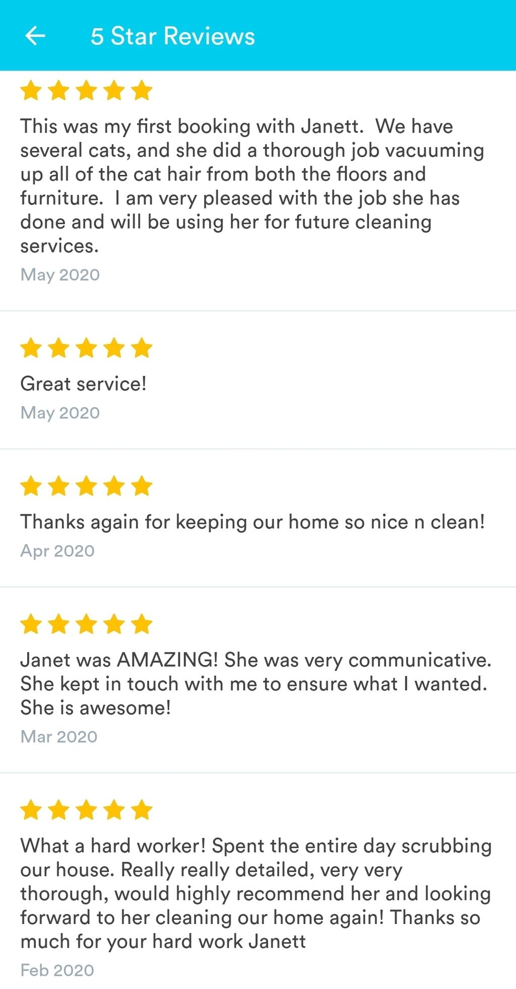 Reviews from Handy App