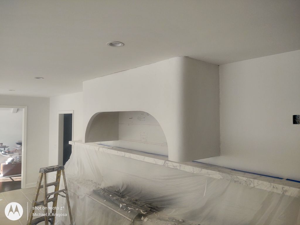 Polished plaster range hood