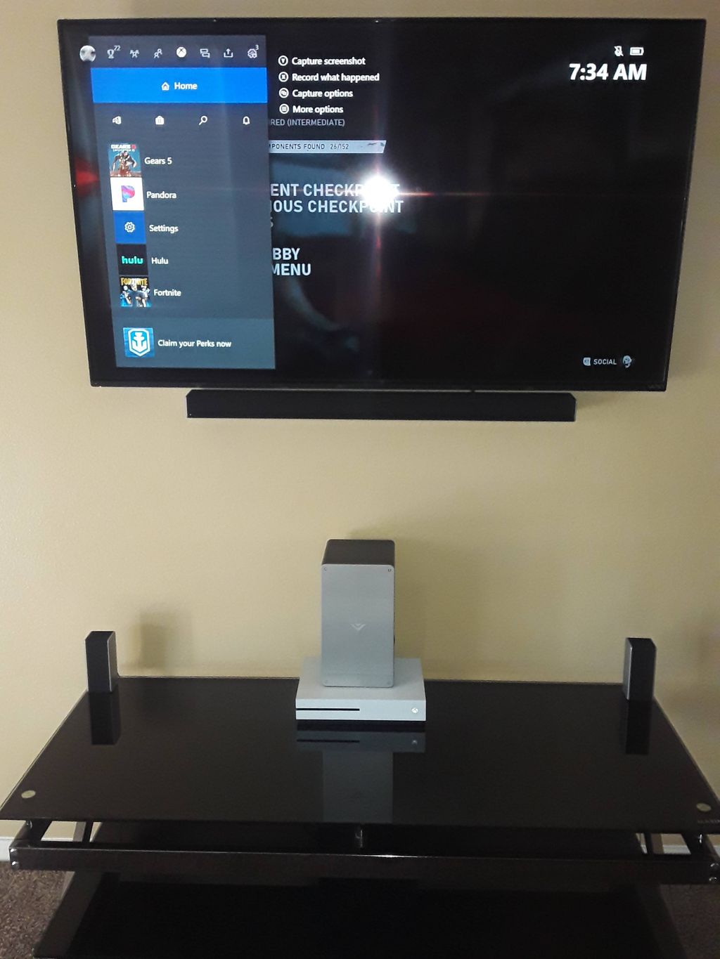 Hidden wire wall mount. 