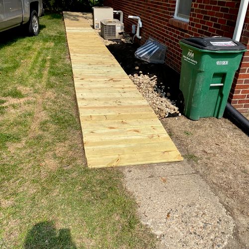 Boardwalk to cover low laying area.
