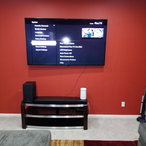 TV Mount, surround sound and Concealed wires