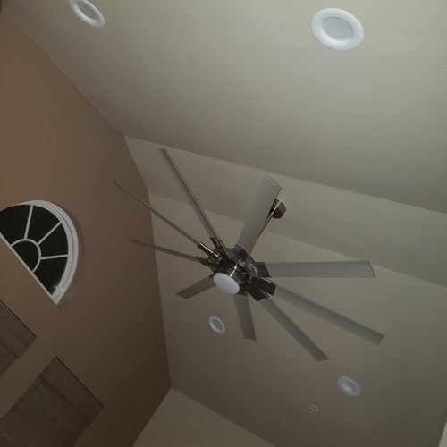Installed 5 ceiling fan 1 72inc blades.
Dedicated 
