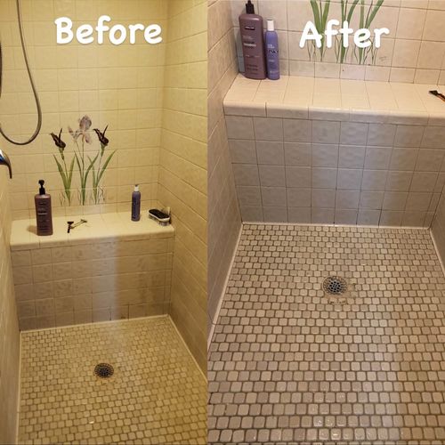 Before & After walk in shower cleaning 🧼 