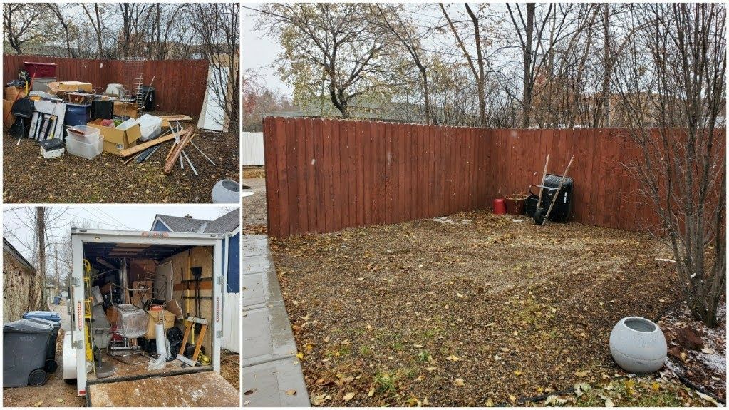 Back yard junk removal cleanup at H. White Men's R
