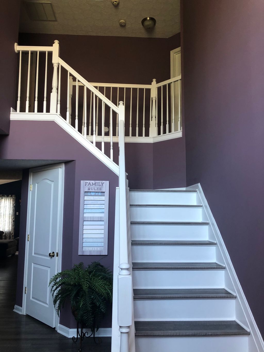 Banister and stair case refinishing and wall paint