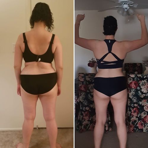 3 month difference ~15 lbs down, up a TON in confi