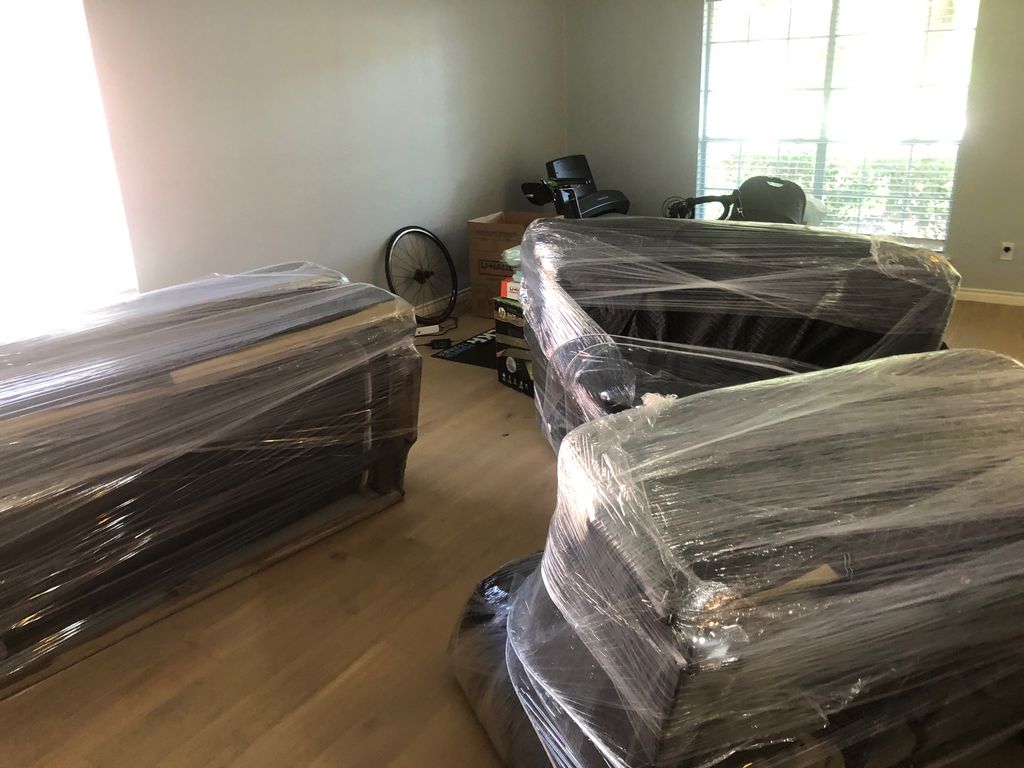 leather couches are ready to be packed