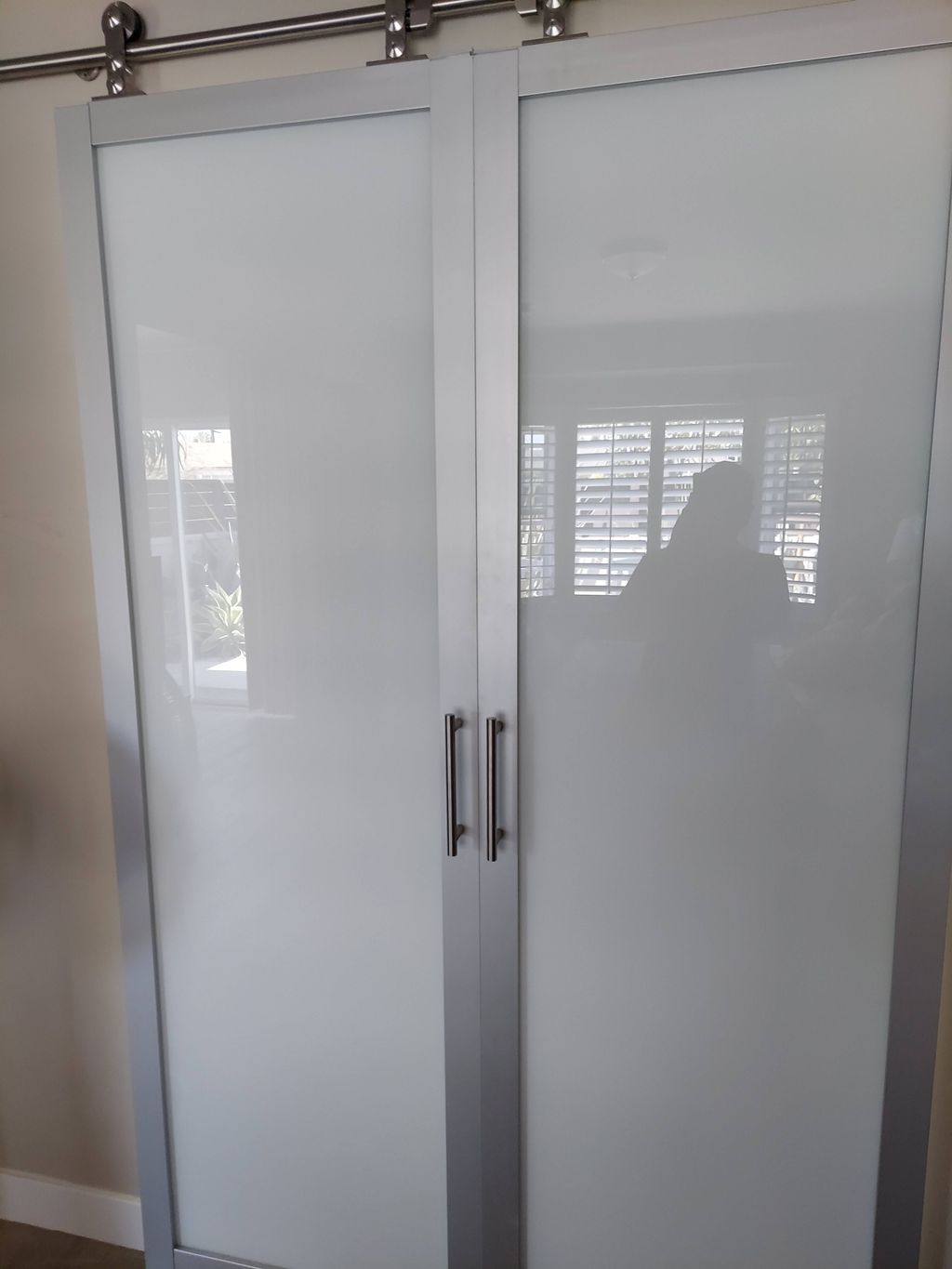 Aluminum and Fog Glass Barn Doors