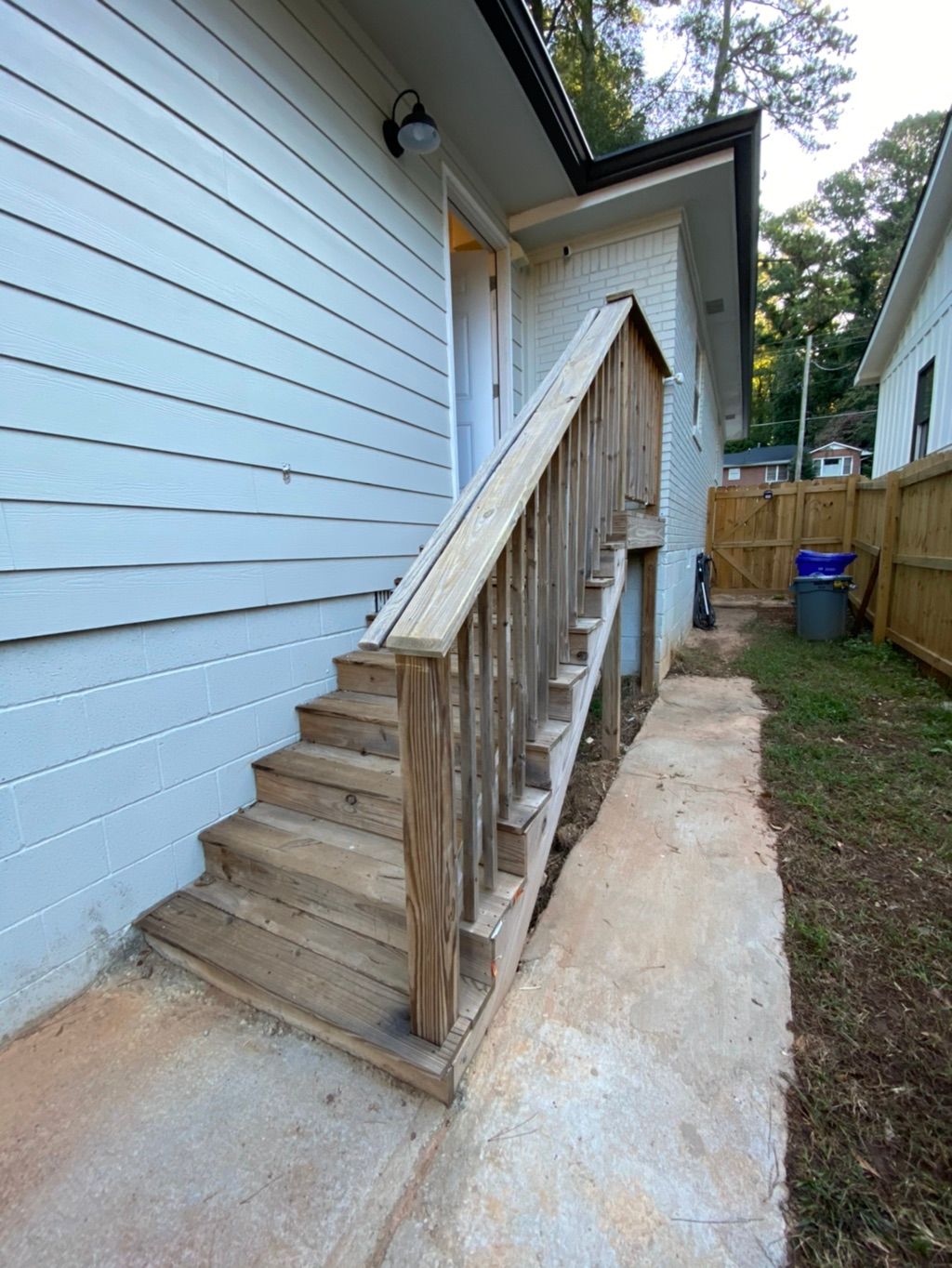 Before: Tracked untreated wood
