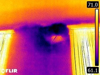 Moisture found with Infrared Thermography 