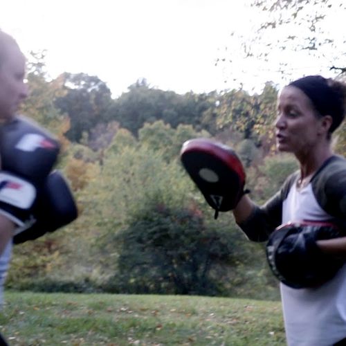 Learn to hit boxing mitts! Great fat burner and fu