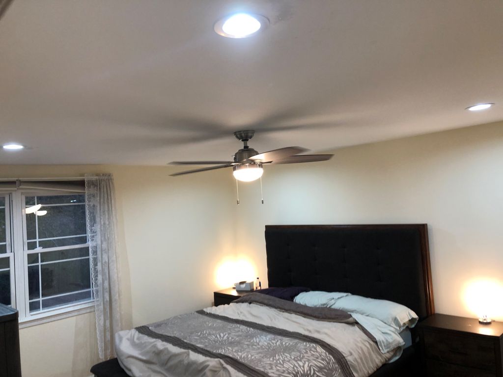 Daniel added recess lights and a fan to my bedroom