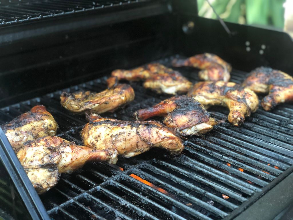Jerk Chicken on the grill.