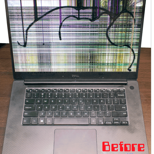 Laptop screen repair. Before and after. 