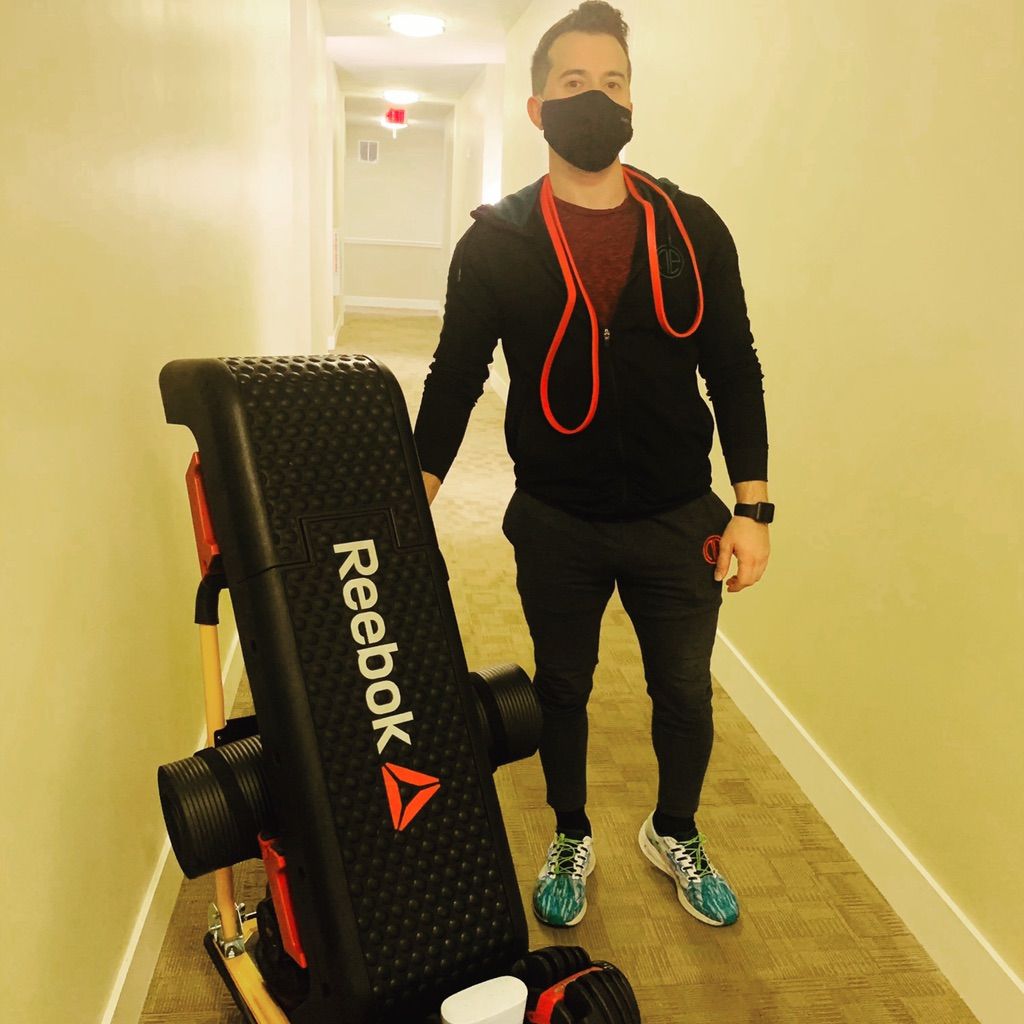 I travel to my clients using my mobile gym that is