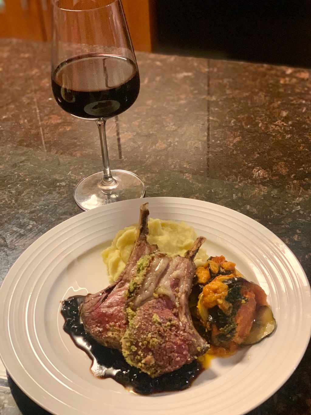 Rack of Lamb served with Red Wine Demi Sauce, a si