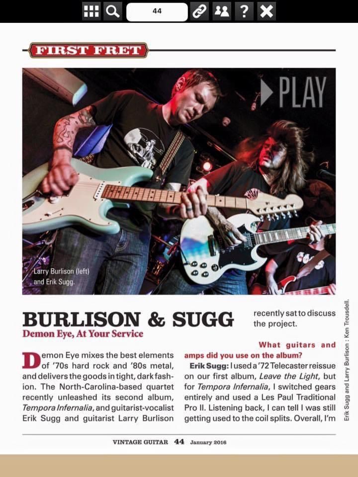 Featured interview in print in Vintage Guitar Maga