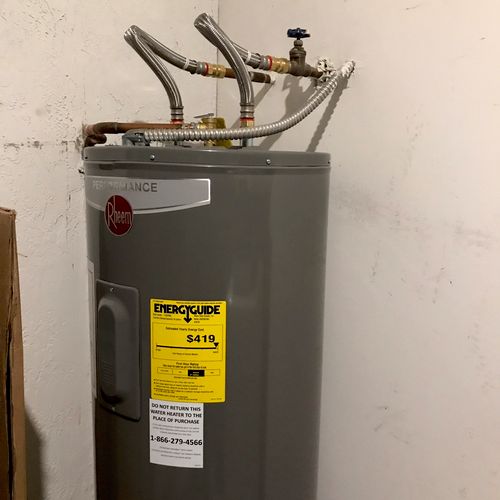 Had an electric water heater replaced. I had plent
