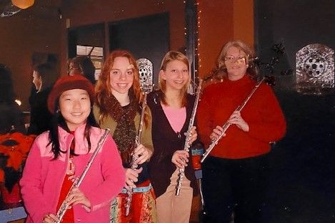 Christmas music at local glass blowing shop