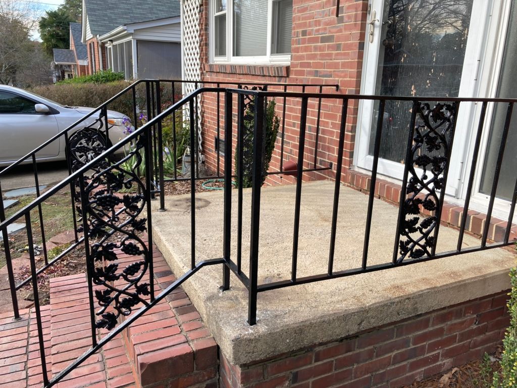 Metal rails painted after 