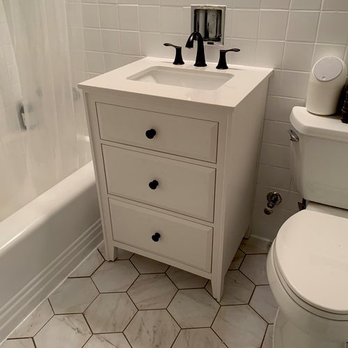 Fantastic work! Installed my bathroom vanity and f