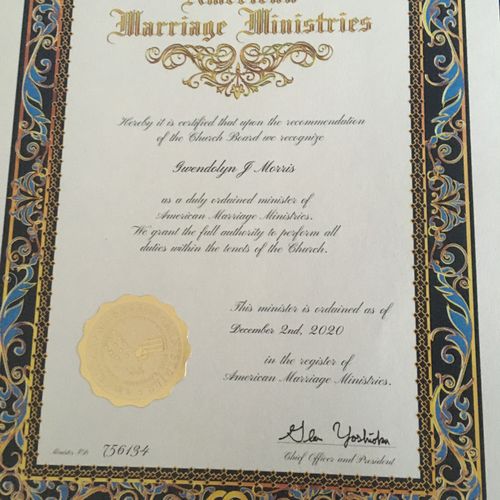 Wedding Officiant Certificate