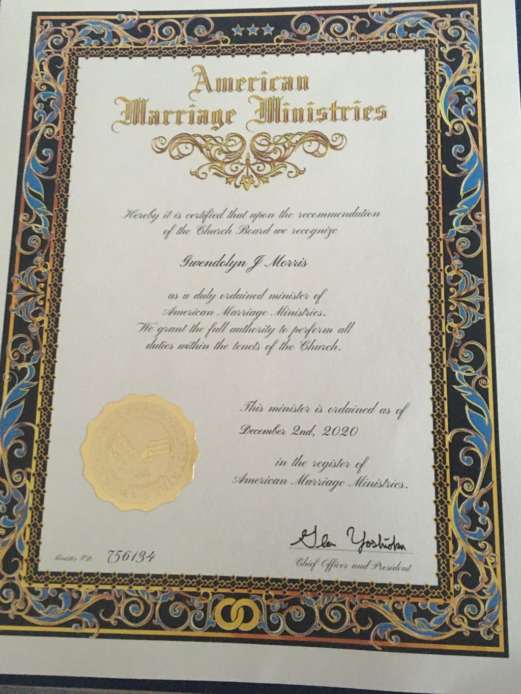 Wedding Officiant Certificate