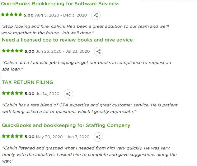 Reviews from Upworks.